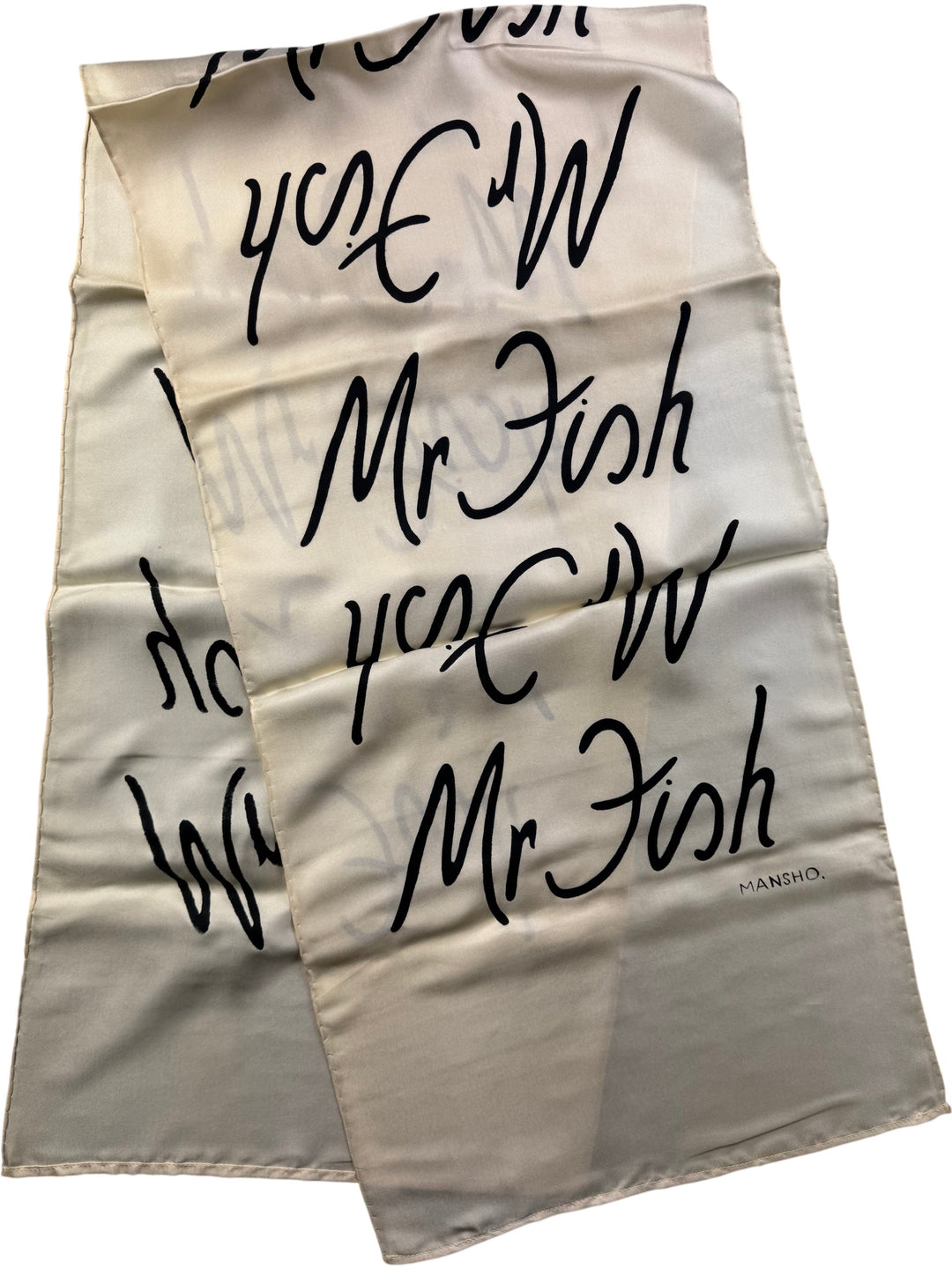 Mr Fish X Mansho Silk Scarf (BLACK) - Think Vintage Online Ltd