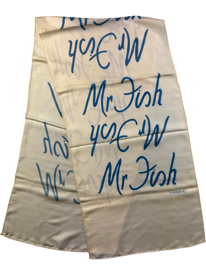 Mr Fish X Mansho Silk Scarf (BLUE) - Think Vintage Online Ltd