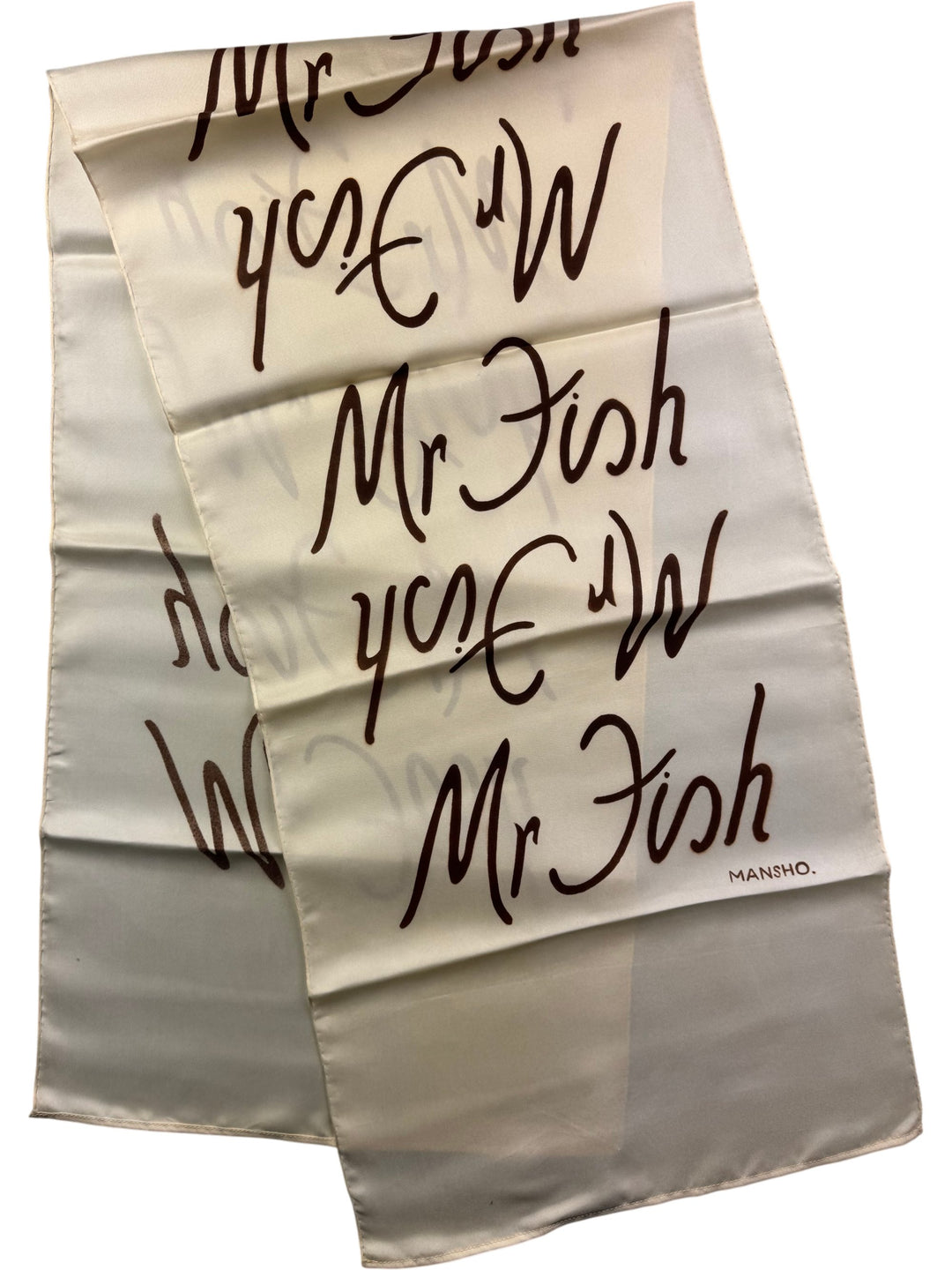 Mr Fish X Mansho Silk Scarf (BROWN) - Think Vintage Online Ltd
