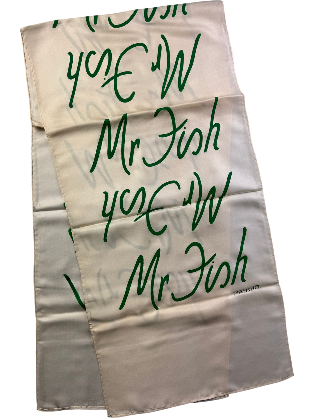 Mr Fish X Mansho Silk Scarf (GREEN) - Think Vintage ltd