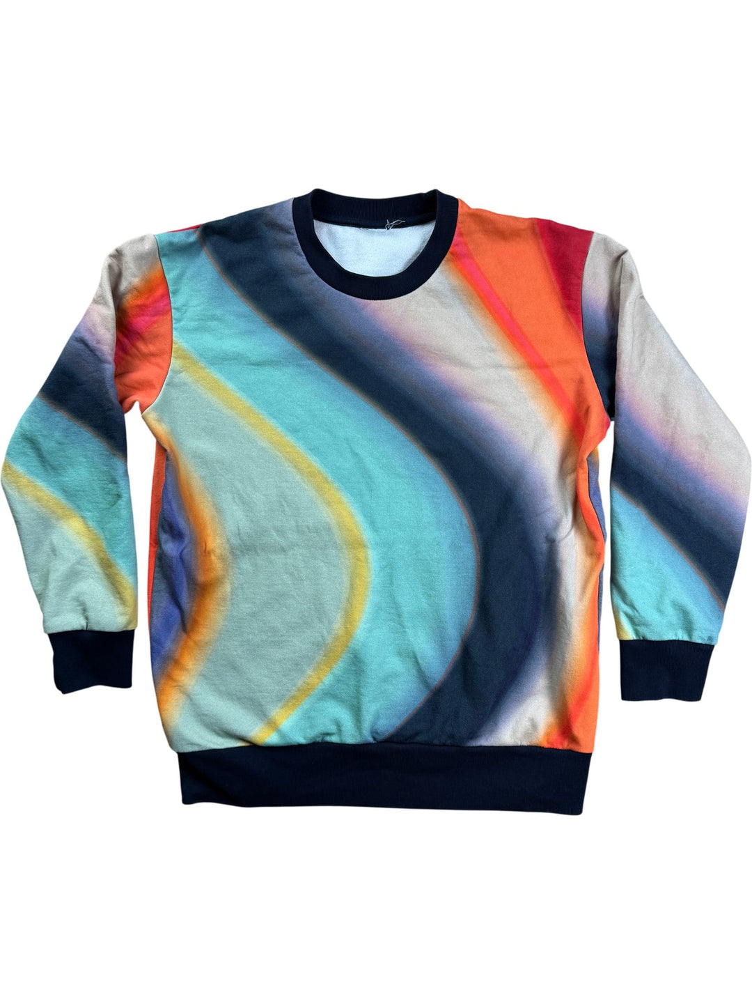 Multicolor Abstract Patterned Sweatshirt - M - Think Vintage ltd