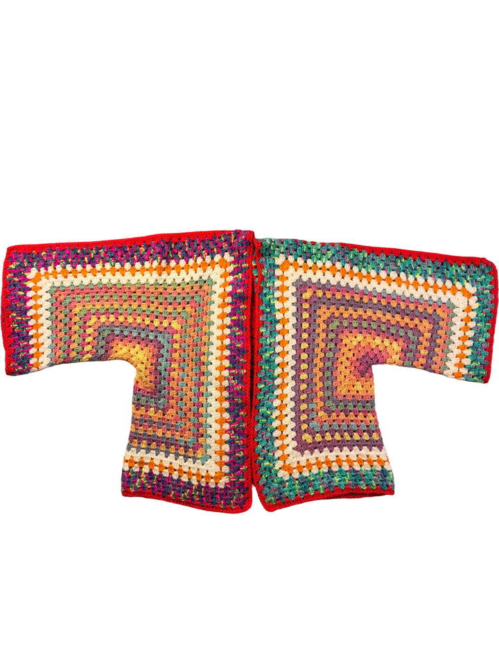 Multicolor Crochet Cardigan - M - Think Vintage ltd