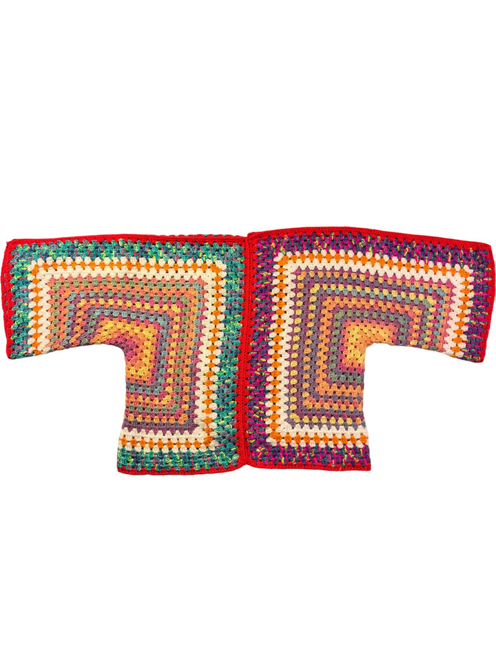 Multicolor Crochet Cardigan - M - Think Vintage ltd