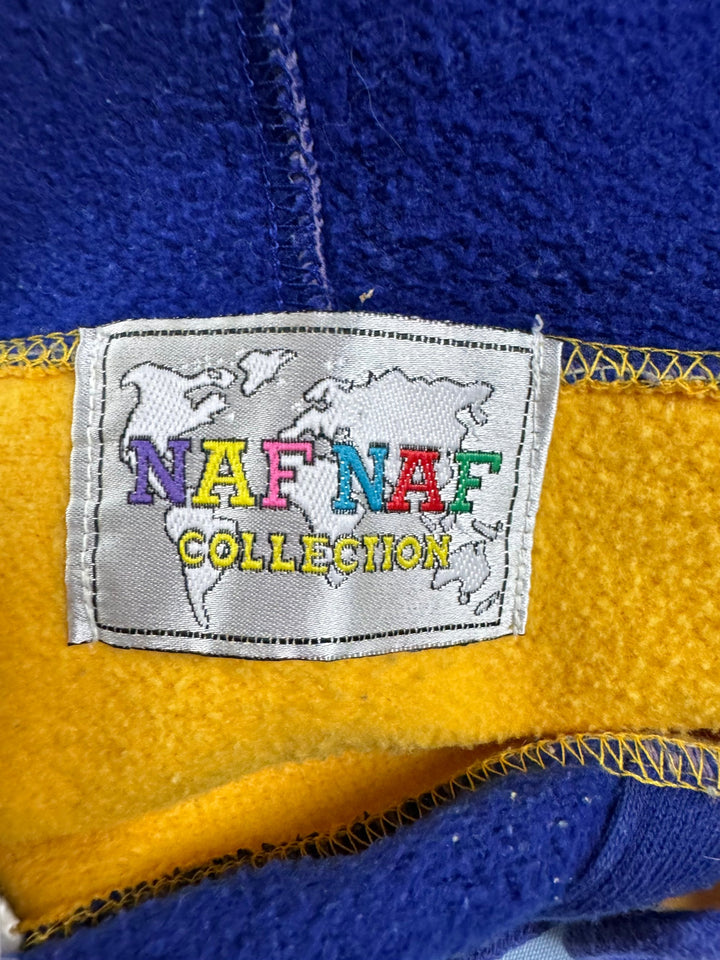 Naf Naf Yellow and Blue Hooded Sweatshirt  XXL - Think Vintage