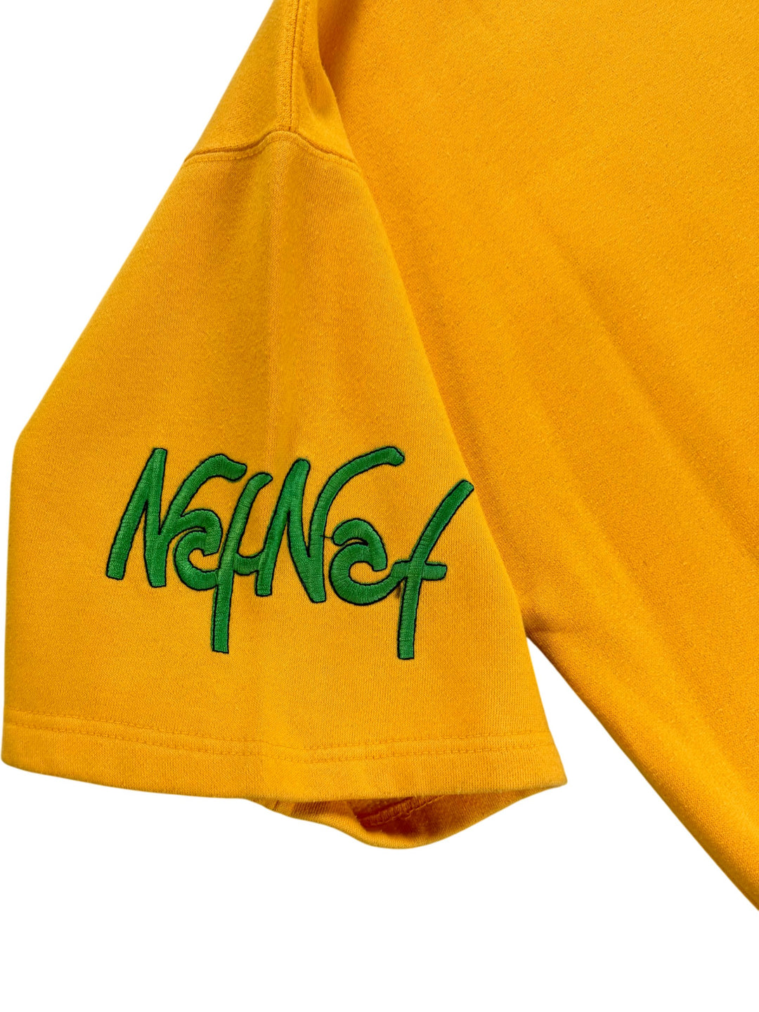 Naf Naf Yellow and Blue Hooded Sweatshirt  XXL - Think Vintage