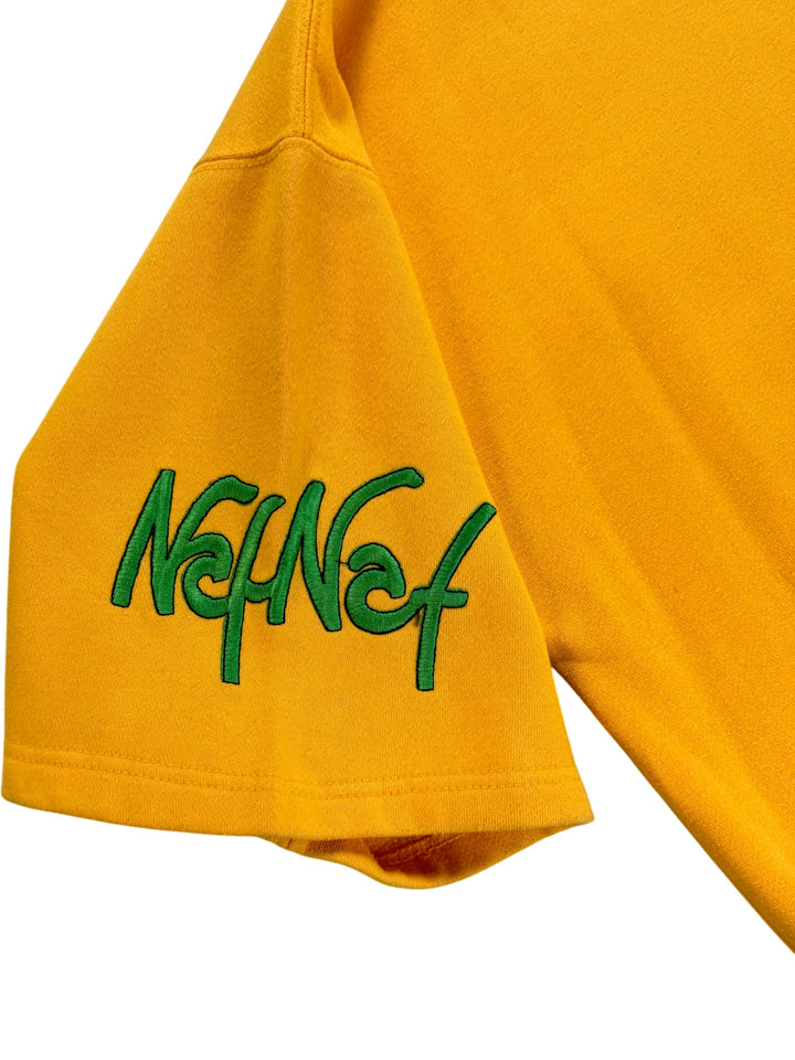 Naf Naf Yellow and Blue Hooded Sweatshirt  XXL - Think Vintage