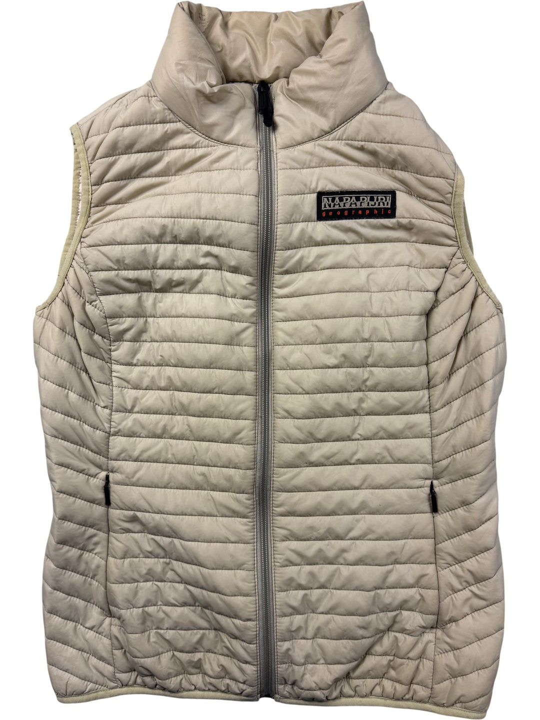 Napapijri Beige Padded Vest - S - Think Vintage ltd