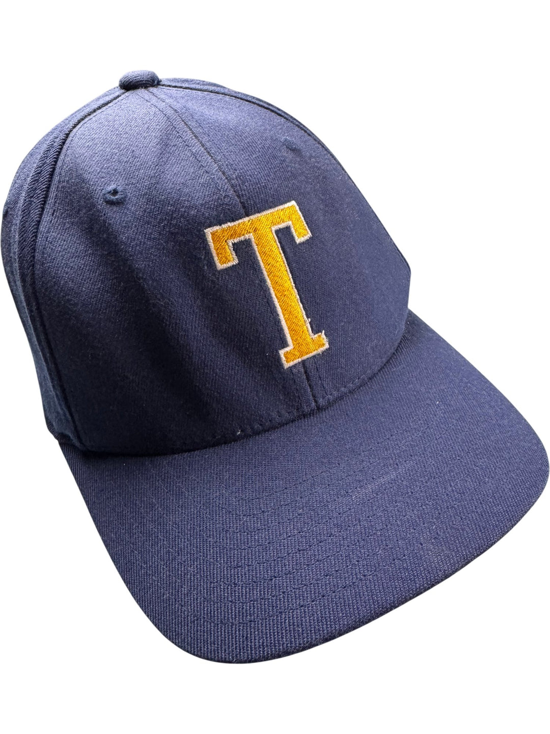 Navy Baseball Cap with Yellow T Embroidery - Think Vintage ltd