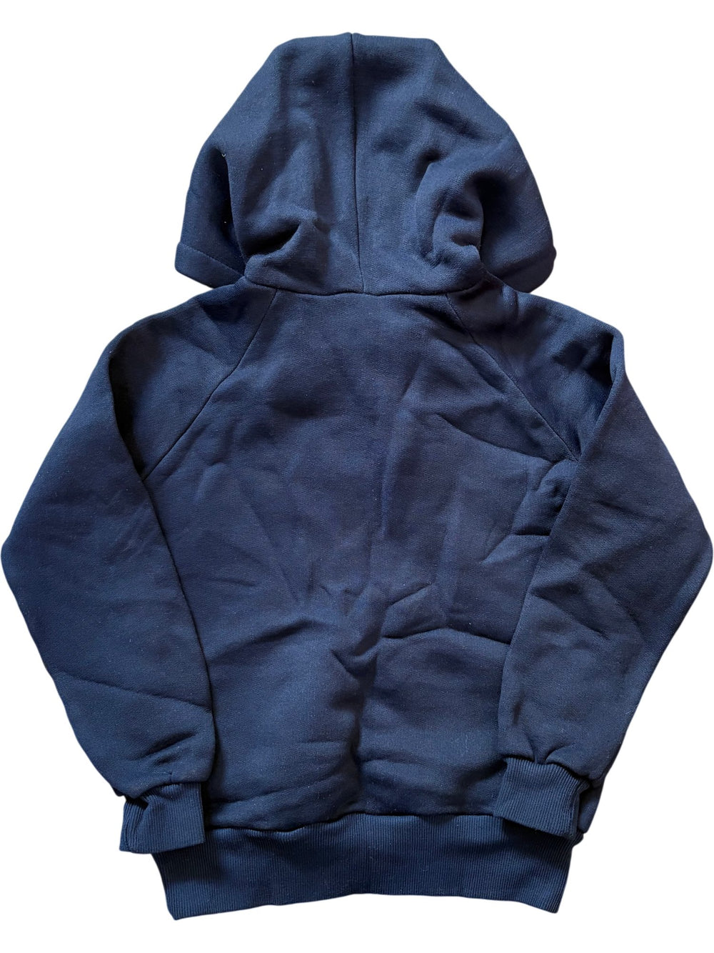 Navy Blue Baby Hoodie with Button Detail - Age 8/9 - Think Vintage ltd