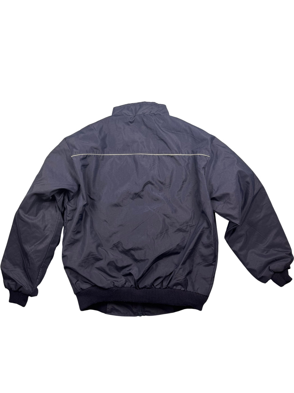 Navy Bomber Jacket with White Piping - XL - Think Vintage Online Ltd