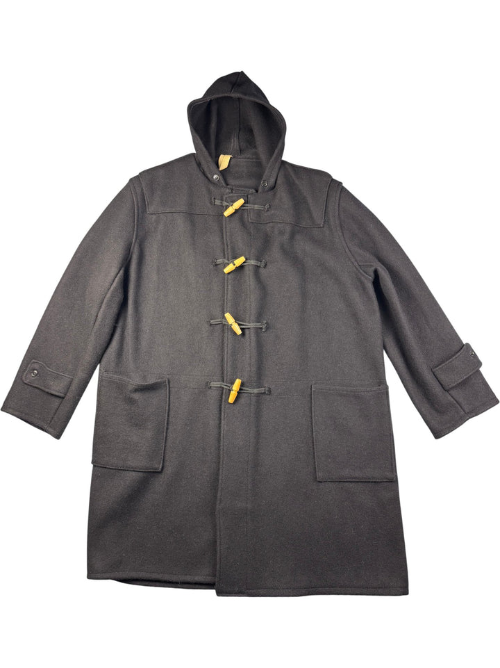Navy Duffle Coat with Toggle Fastening - L - Think Vintage ltd