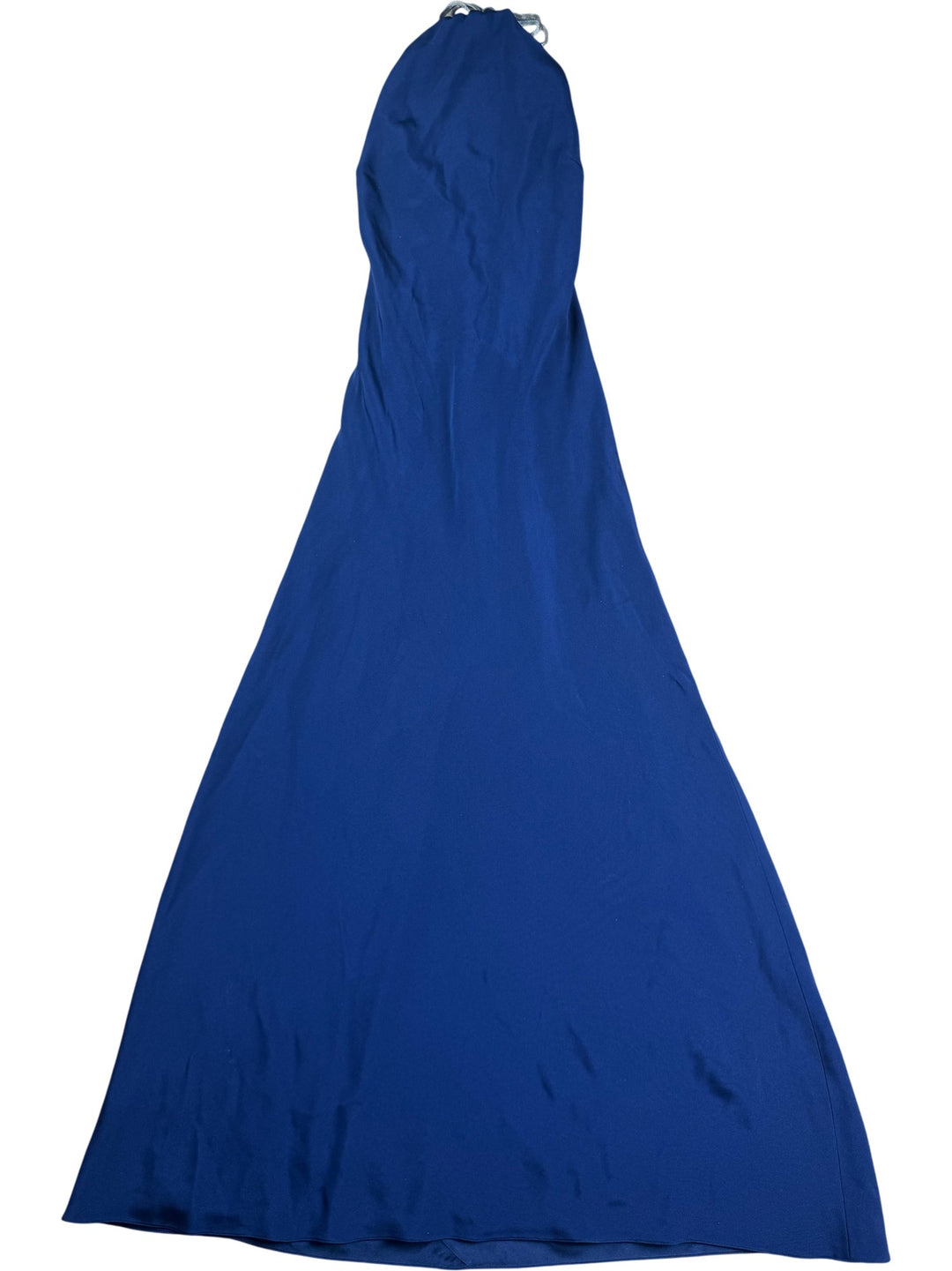 Navy Halterneck Maxi Dress - M - Think Vintage ltd