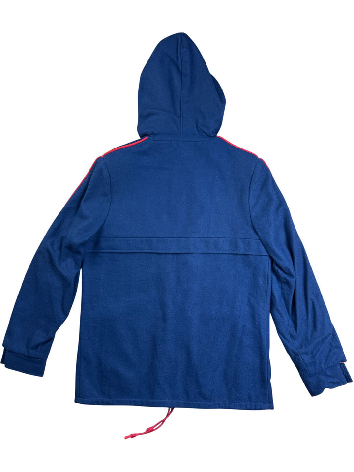 Navy Hooded Jacket with Red Accents - S