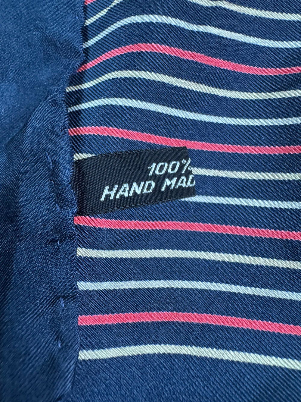 Navy Striped Hand Made Scarf - Think Vintage ltd