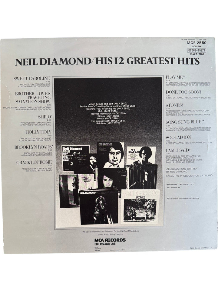 Neil Diamond His 12 Greatest Hits Vinyl - Good - Think Vintage ltd