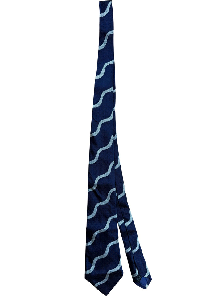 New & Lingwood Blue Silk Tie - Think Vintage ltd