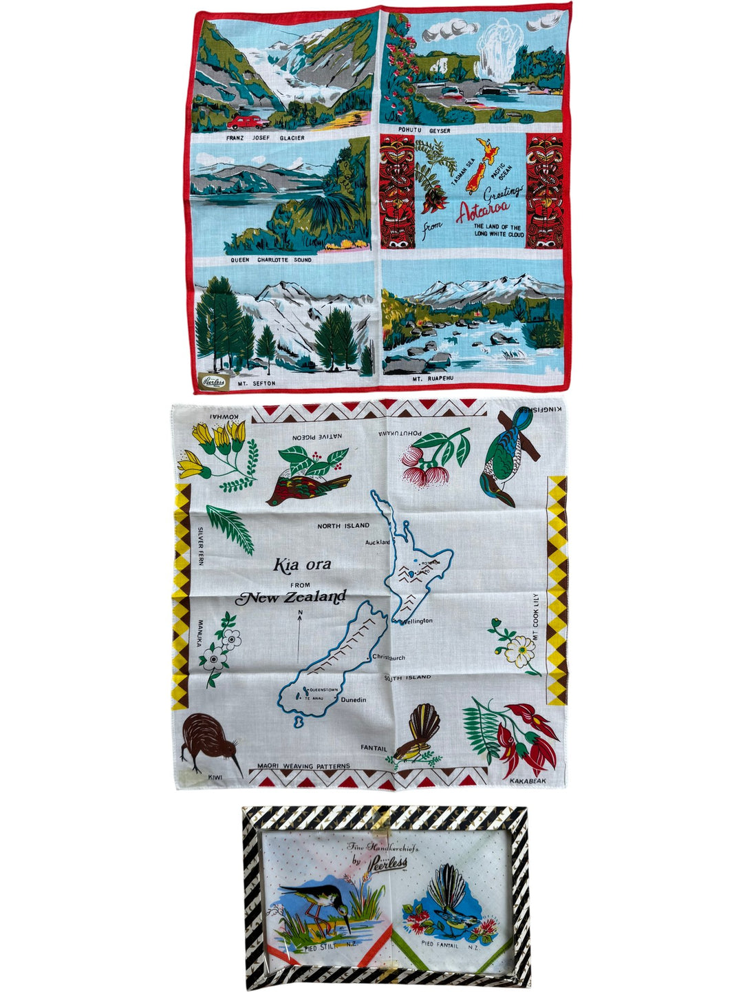 New Zealand Souvenir Handkerchief Set - Think Vintage ltd