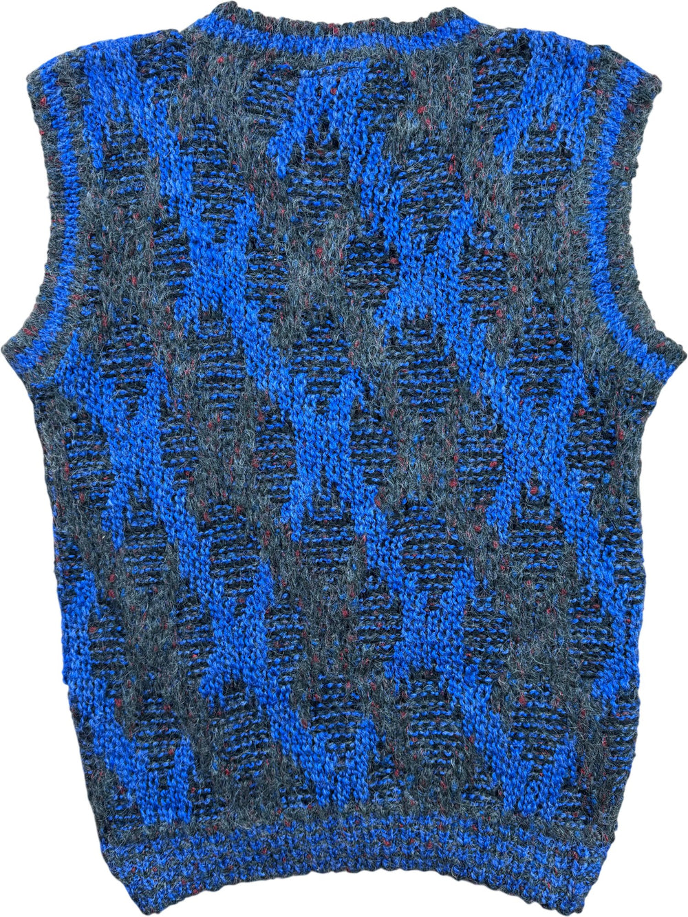 Next Blue Patterned Wool Blend Vest - M - Think Vintage ltd