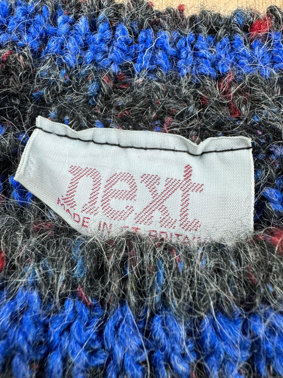 Next Blue Patterned Wool Blend Vest - M - Think Vintage ltd