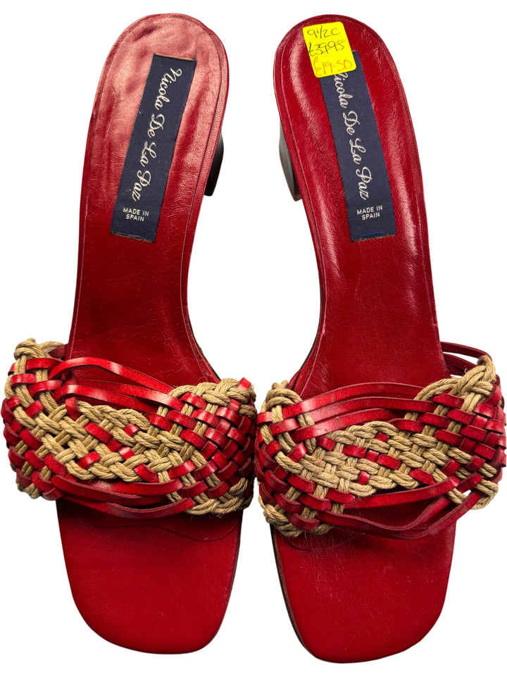 Nicola De La Faye Red Woven Sandals - 7.5 - Think Vintage ltd
