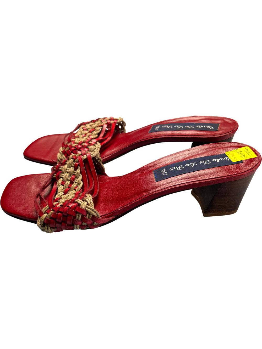 Nicola De La Faye Red Woven Sandals - 7.5 - Think Vintage ltd