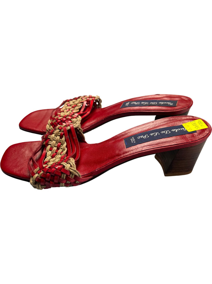 Nicola De La Faye Red Woven Sandals - 7.5 - Think Vintage ltd