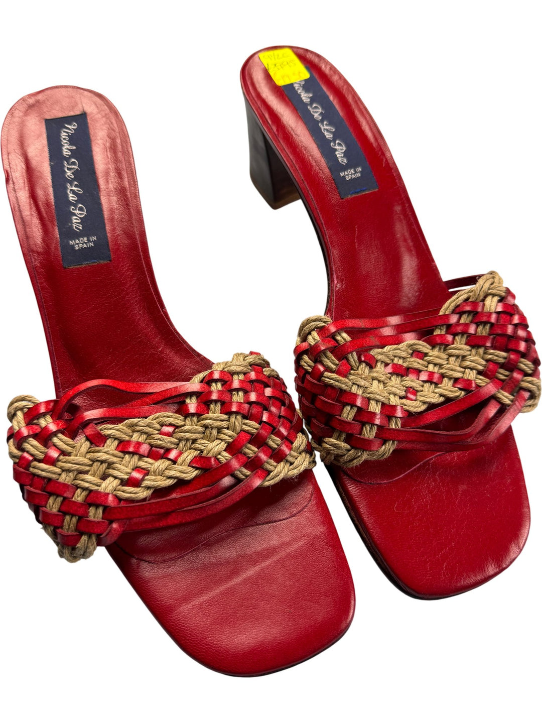 Nicola De La Faye Red Woven Sandals - 7.5 - Think Vintage ltd