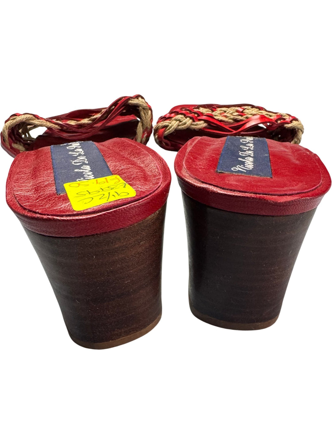 Nicola De La Faye Red Woven Sandals - 7.5 - Think Vintage ltd