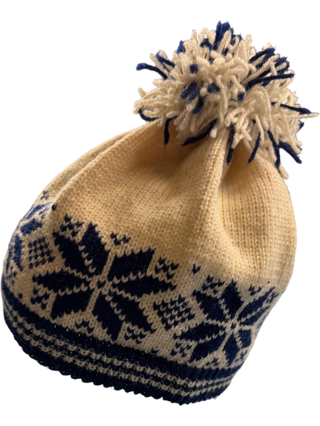 Nordic Style Beige and Navy Knit Beanie - Think Vintage