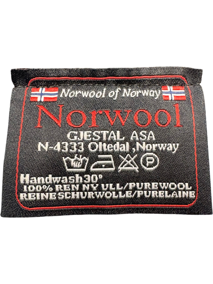 Norwool Blue Patterned Wool Sweater - L - Think Vintage