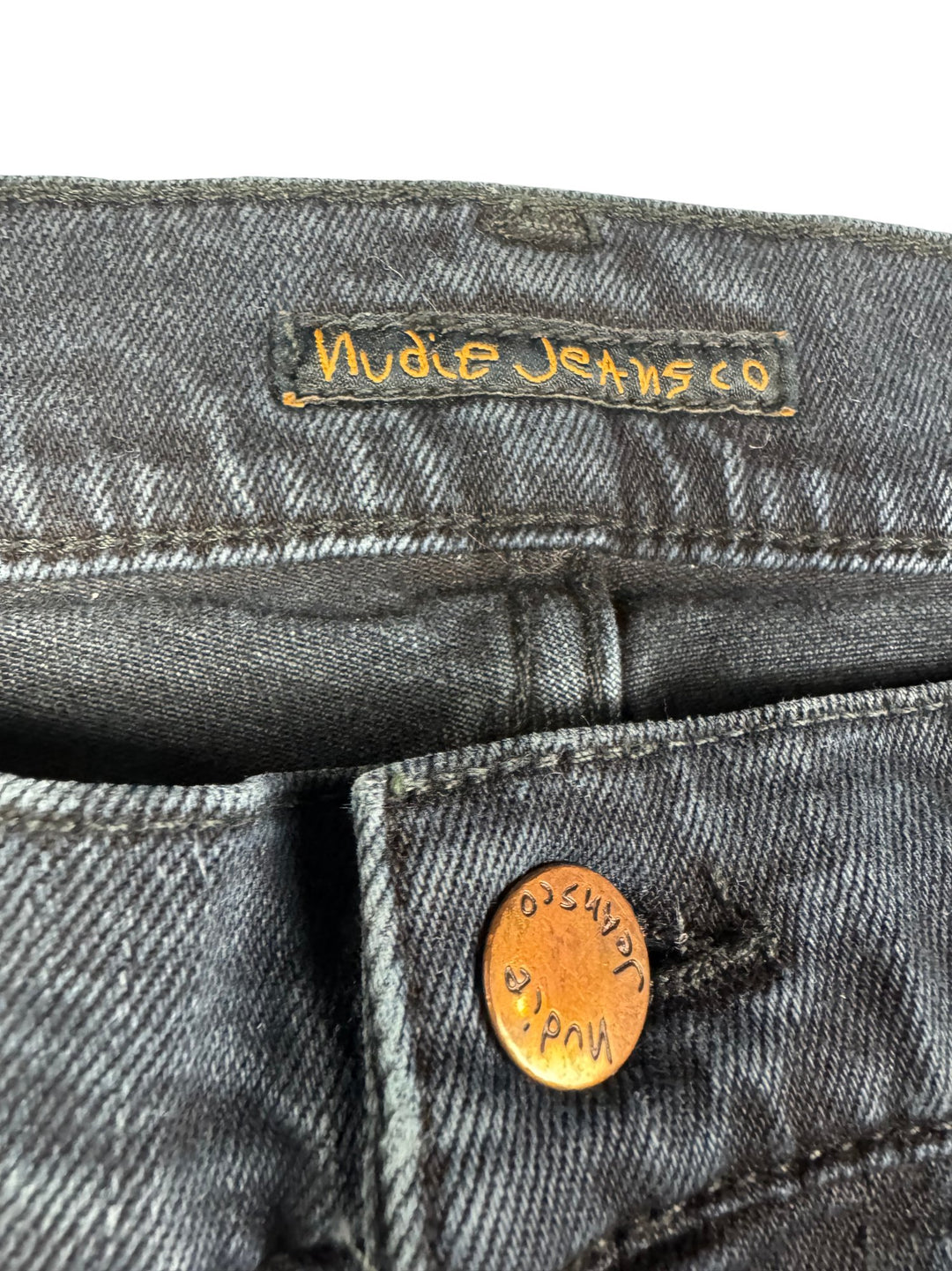 Nudie Lean Dean Black Jeans - W32 - Think Vintage ltd