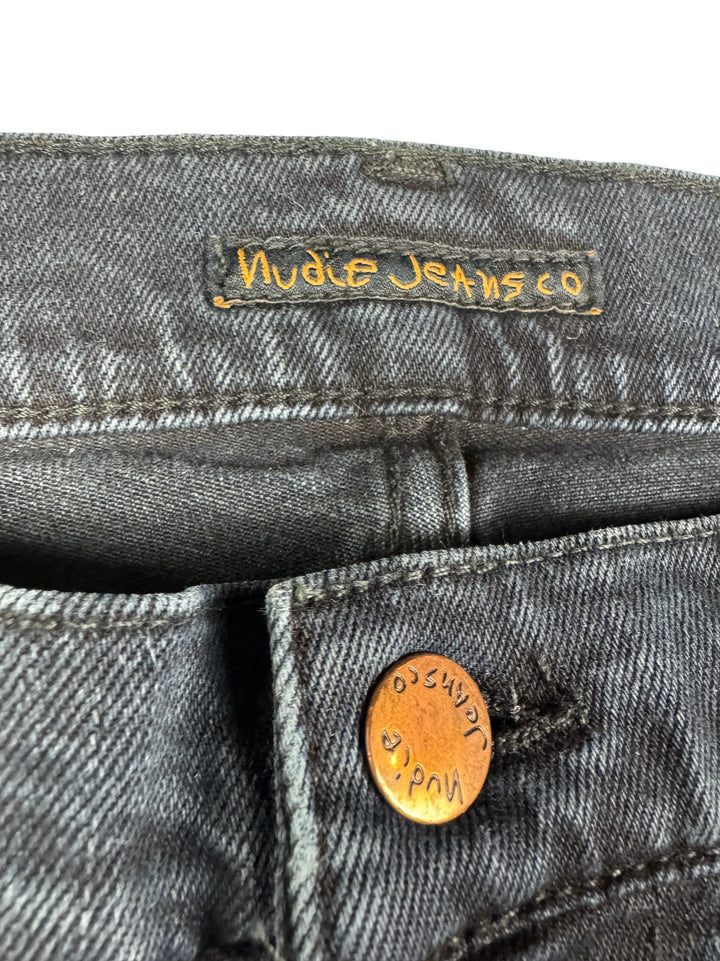 Nudie Lean Dean Black Jeans - W32 - Think Vintage ltd