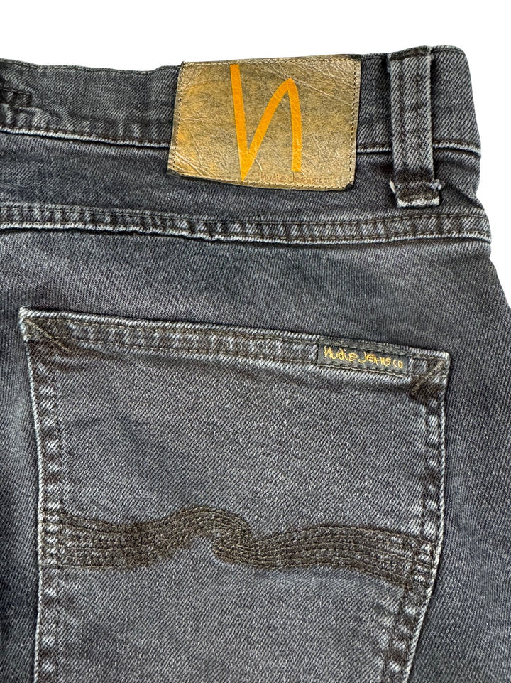Nudie Lean Dean Black Jeans - W32 - Think Vintage ltd
