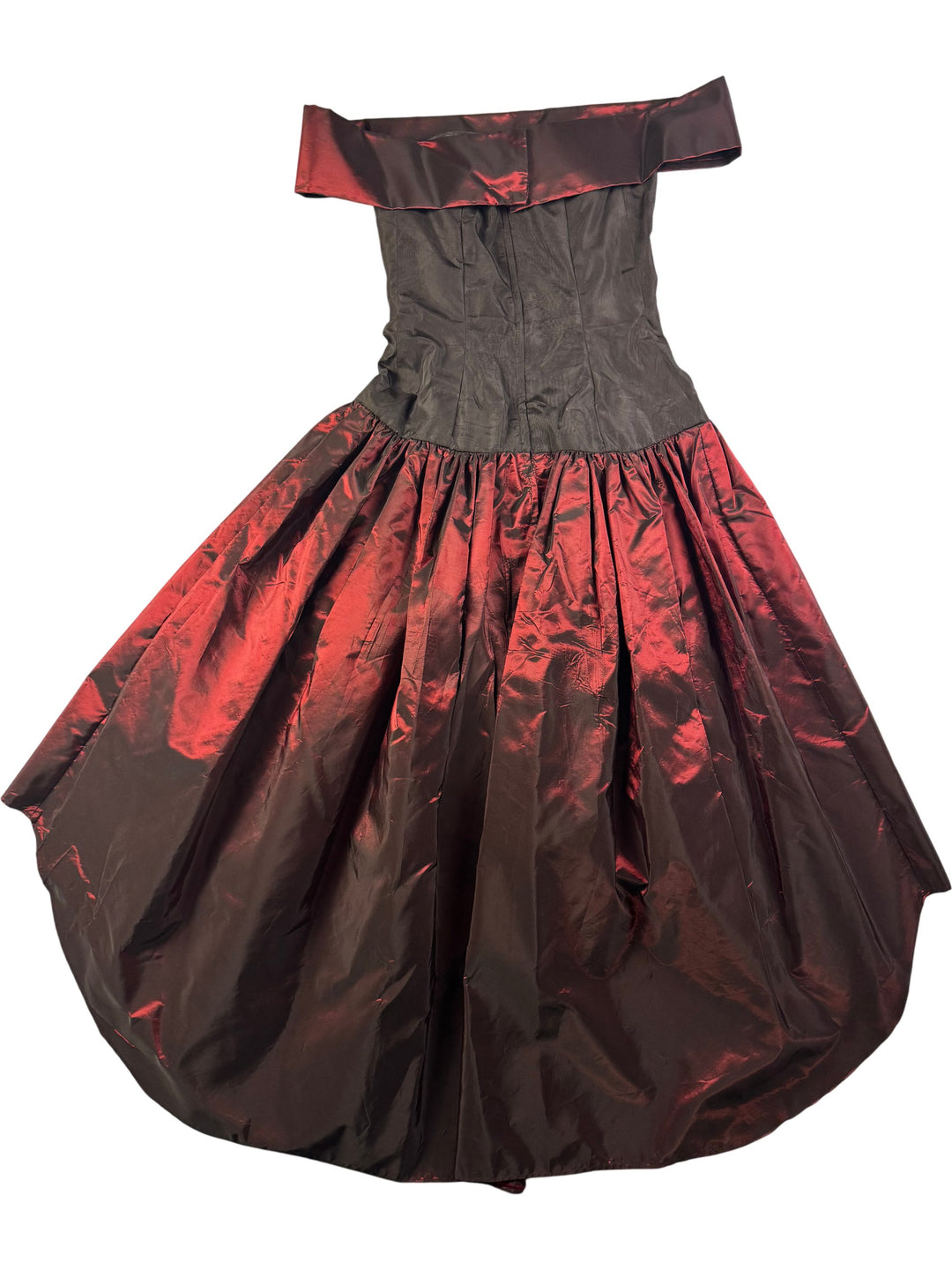 Off-Shoulder Burgundy Evening Gown - XS - Think Vintage Online Ltd