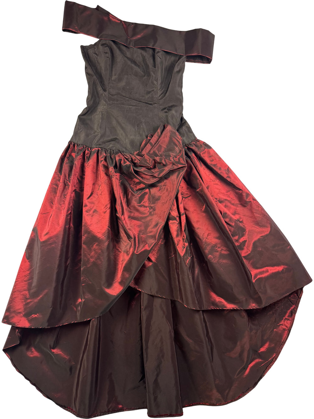 Off-Shoulder Burgundy Evening Gown - XS - Think Vintage Online Ltd