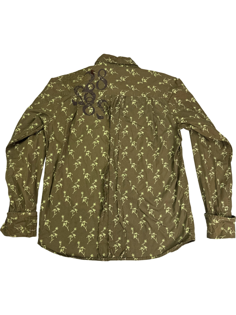 Olive Graphic Long Sleeve Shirt - Think Vintage