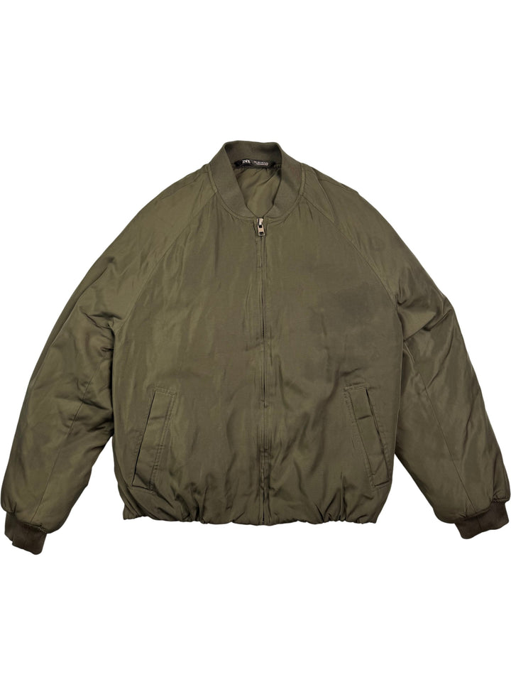 Olive Green Bomber Jacket - L - Think Vintage ltd