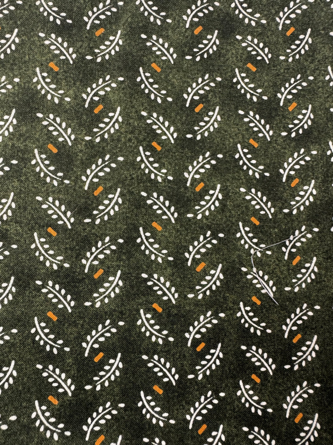 Olive Green Patterned Fabric - 5m - Think Vintage