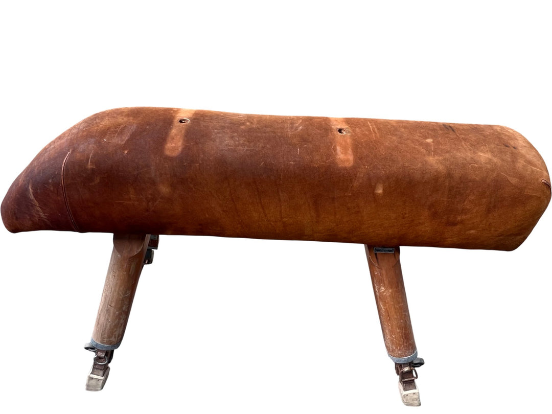 Olympic Gymnasium Pommel Horse Leather Brown - Think Vintage