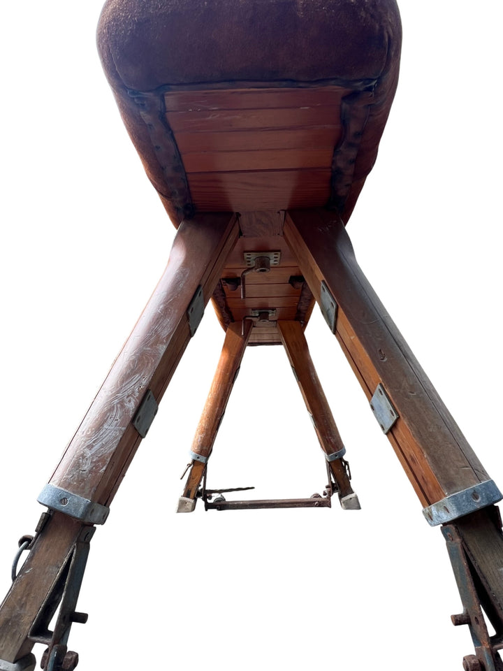 Olympic Gymnasium Pommel Horse Leather Brown - Think Vintage