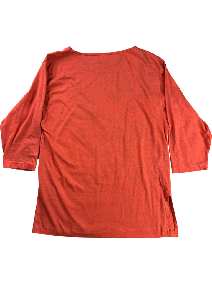 Orange Cotton Floral Print Top - M - Think Vintage ltd