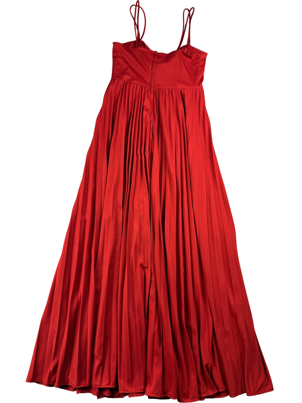 Orange Pleated Spaghetti Strap Dress - M - Think Vintage Online Ltd