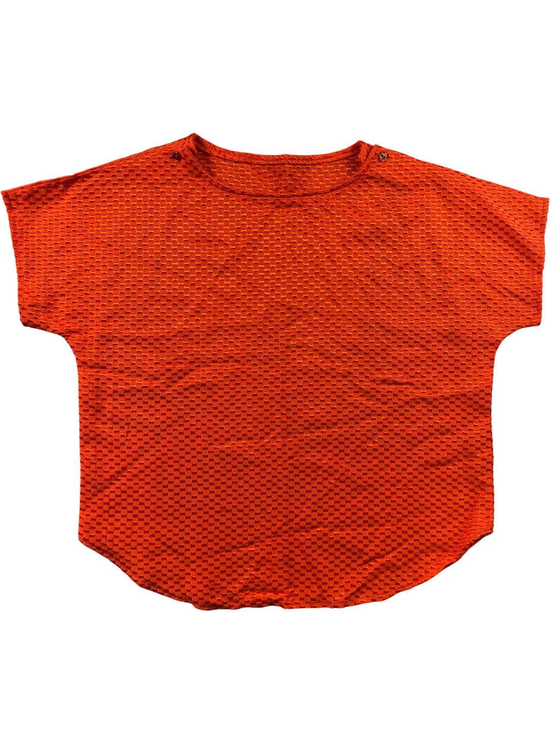 Orange Textured Short Sleeve Top - L - Think Vintage Online Ltd