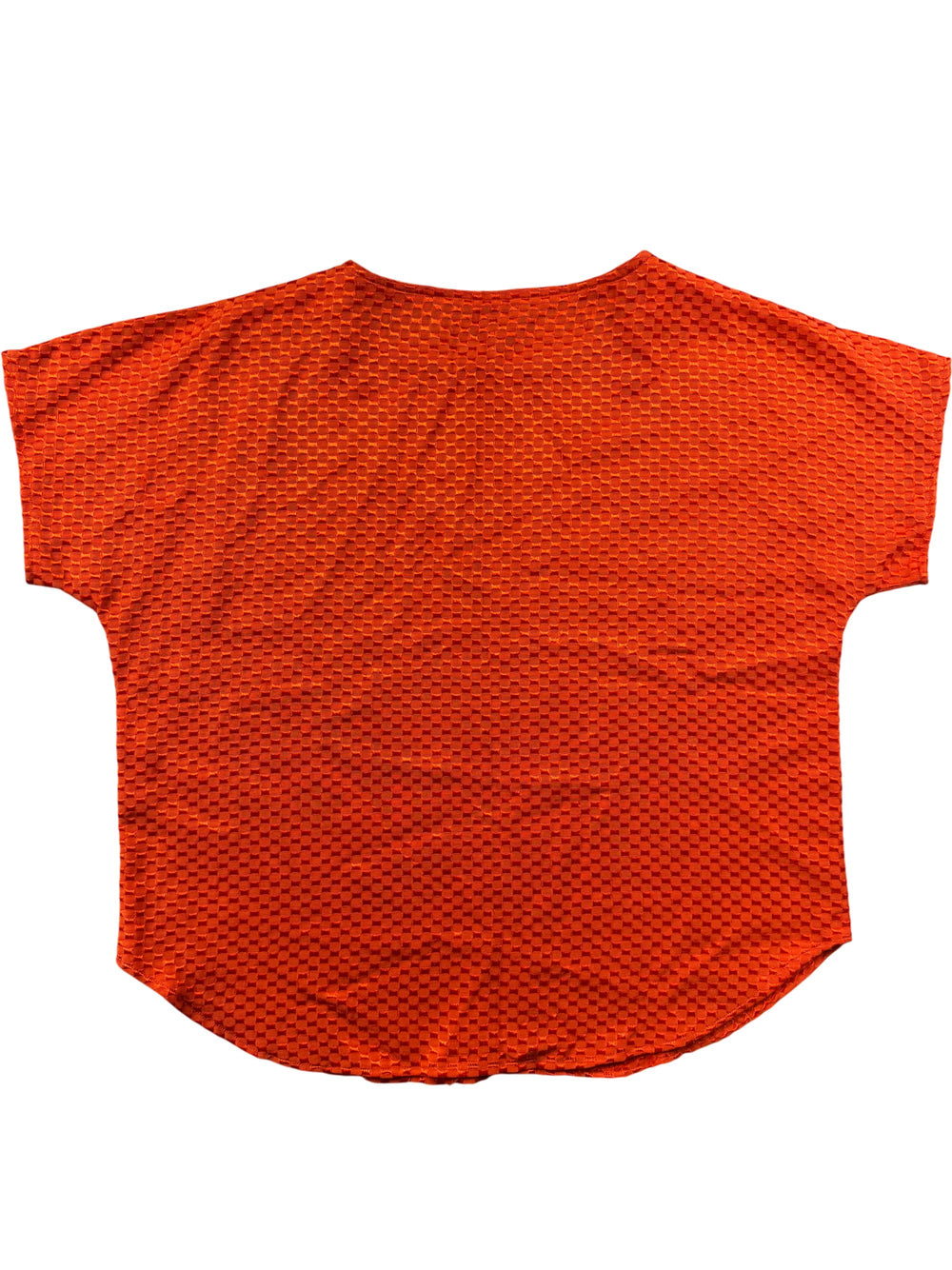 Orange Textured Short Sleeve Top - L - Think Vintage Online Ltd