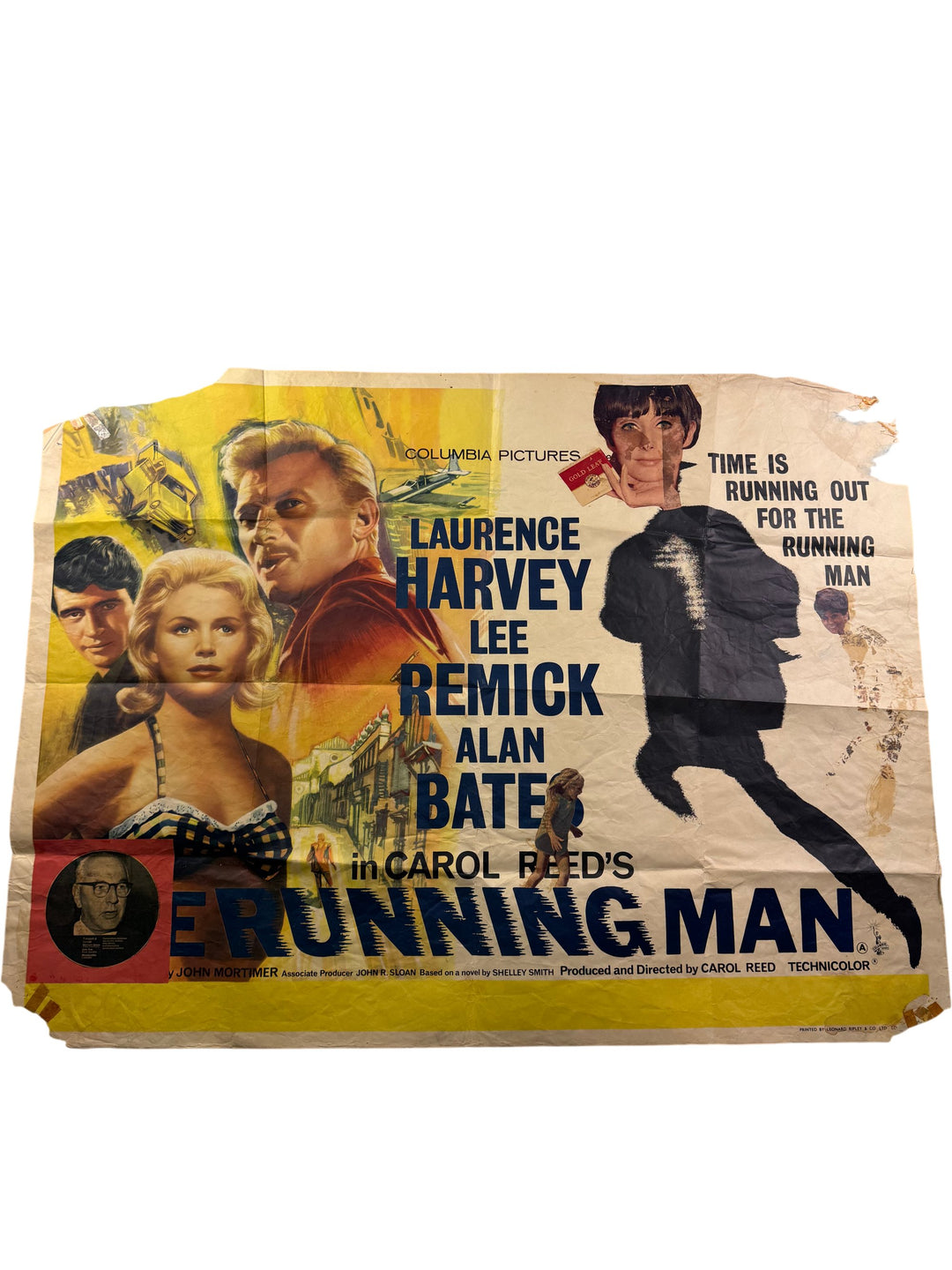 Original 1960s The Running Man Poster Featuring Laurence Harvey - Think Vintage Online Ltd
