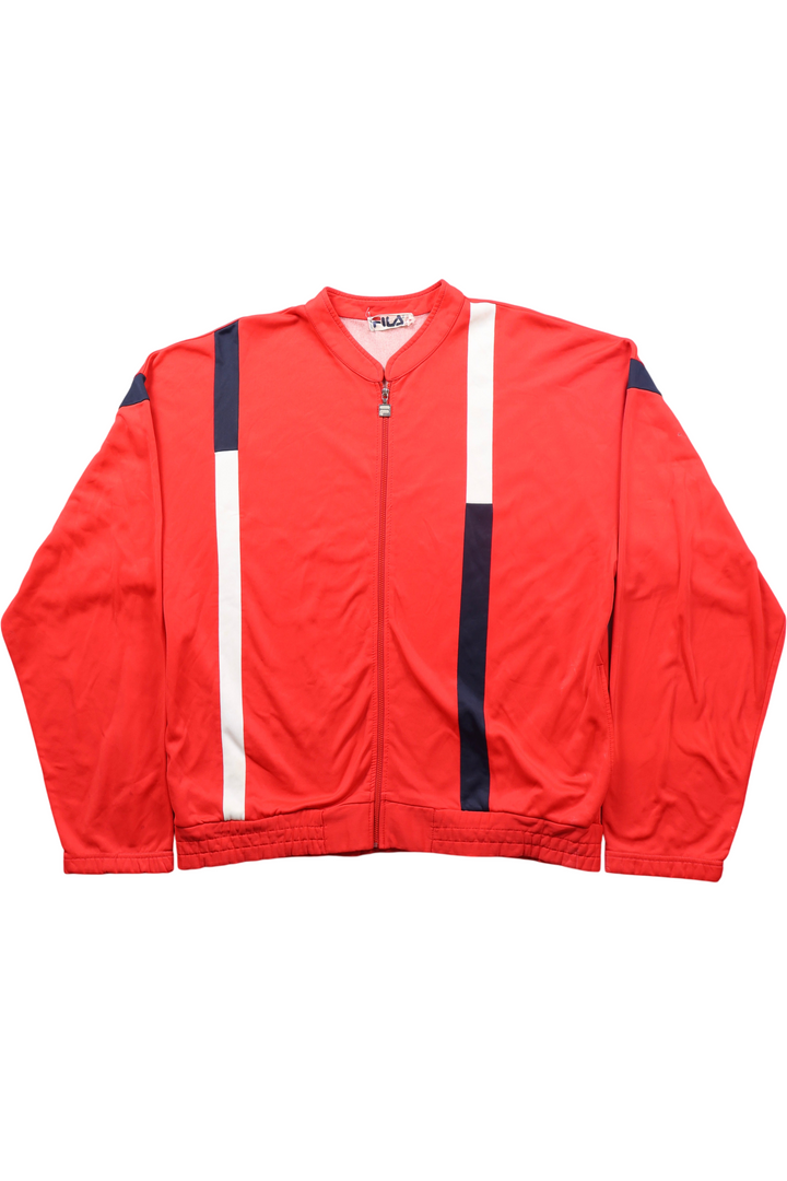 Original 80's Fila Red Track Jacket - Think Vintage ltd