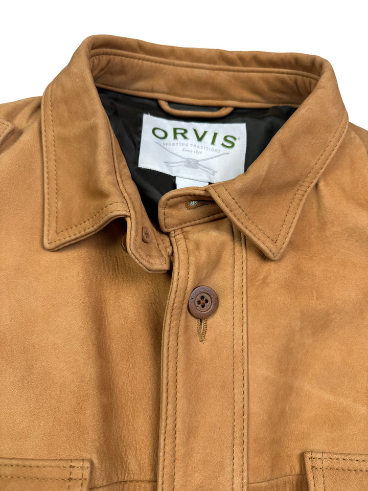 Orvis Leather Safari Jacket - M - Think Vintage ltd
