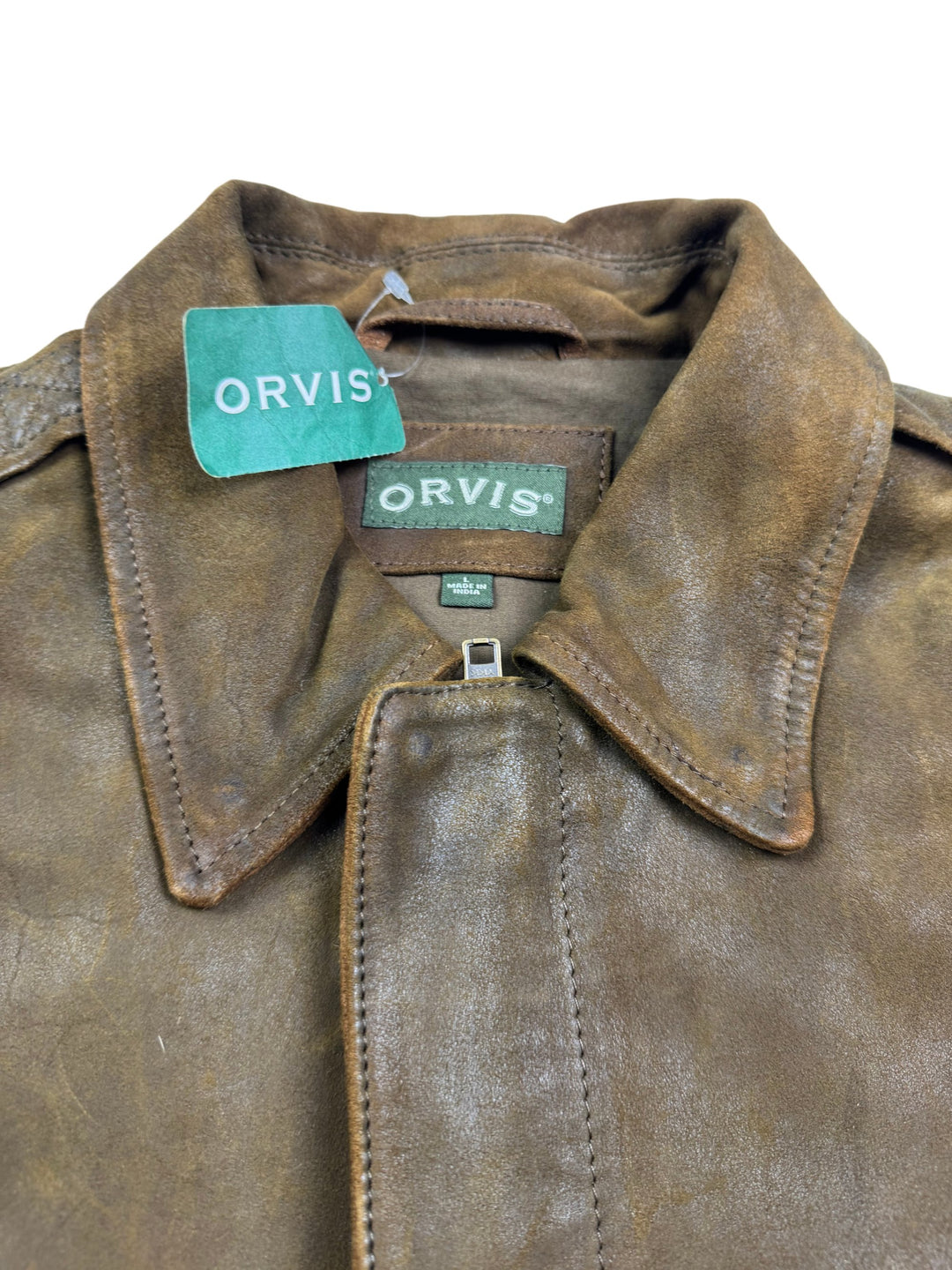 Orvis Thunderbird Flight Jacket Brown Leather - L - Think Vintage Online Ltd