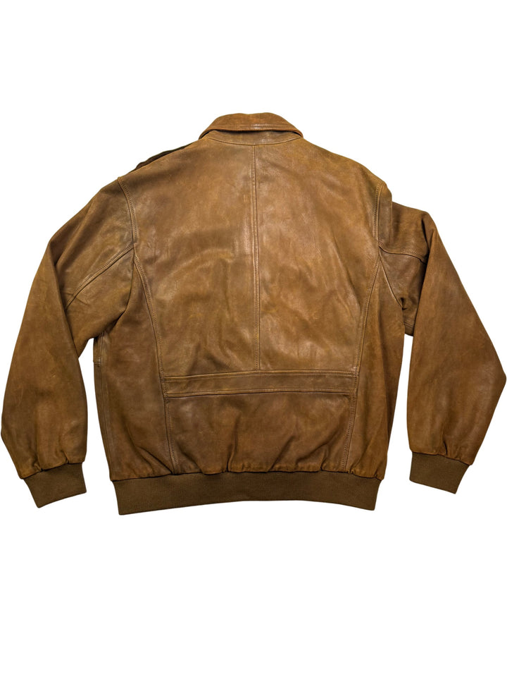 Orvis Thunderbird Flight Jacket Brown Leather - L - Think Vintage ltd