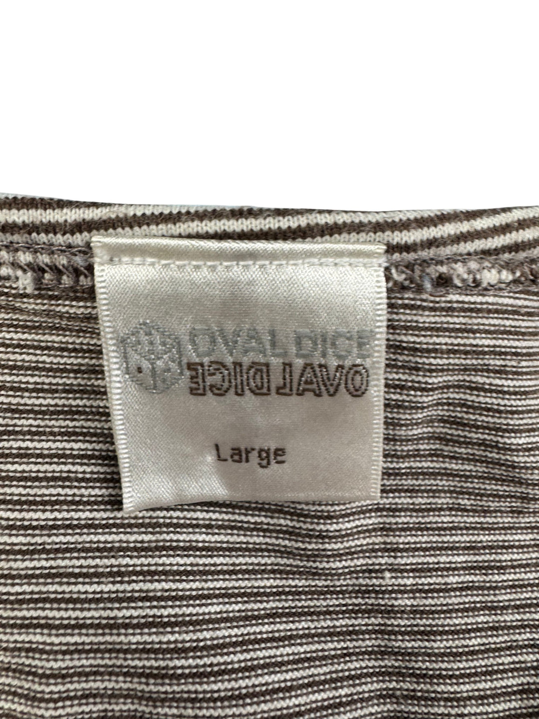 Oval Dice Beige Short Sleeve Button Top - M